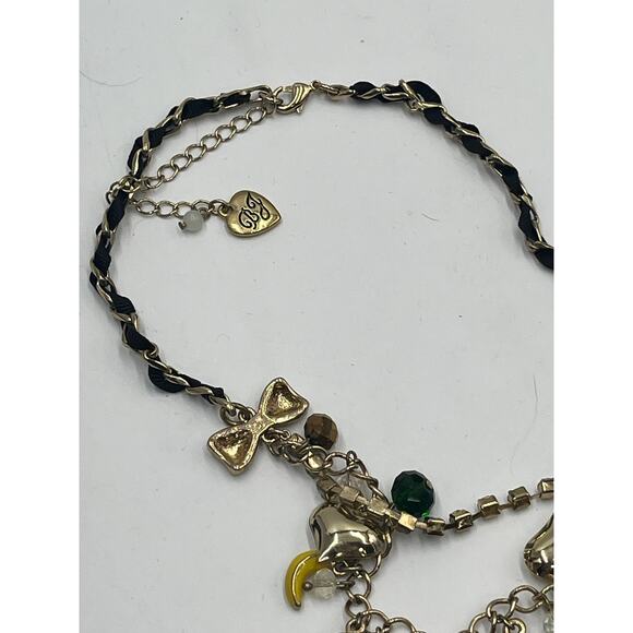 Betsey Johnson‎ Two Strand Jungle Fever Enameled Monkey Crystal Charm Necklace - Picture 8 of 12